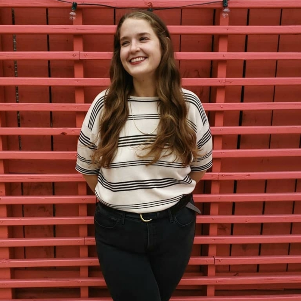 Short sleeve striped sweater